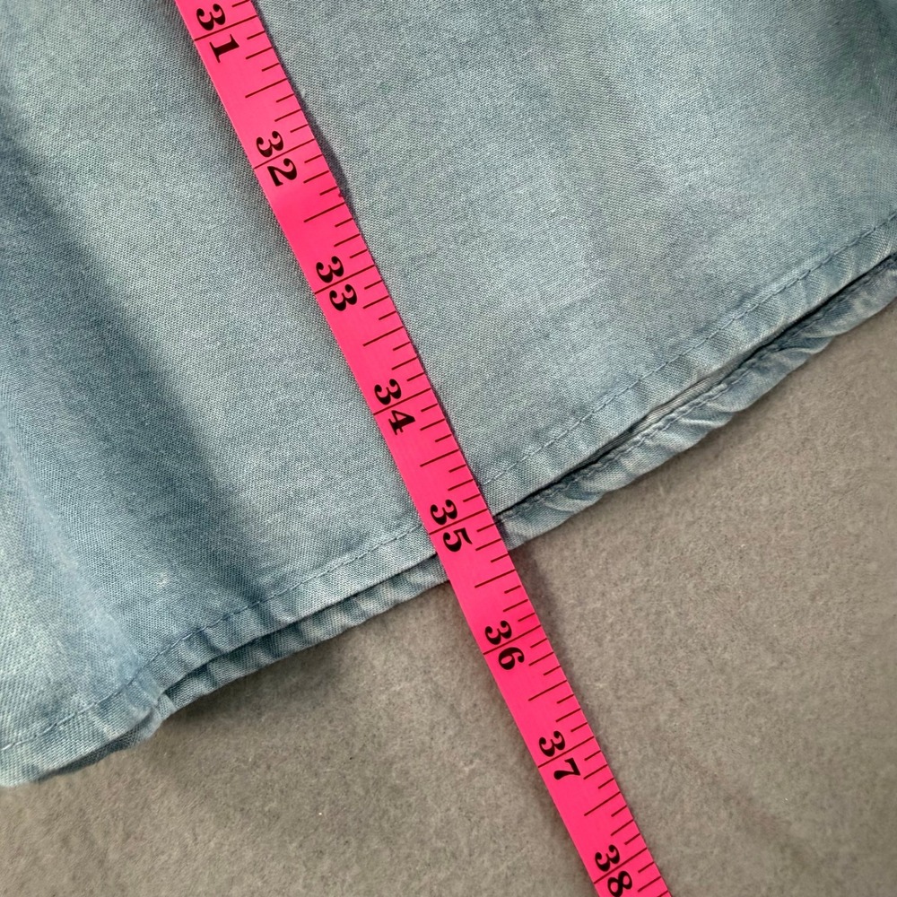 Chambray Maxi Boho Skirt Women Small Light Blue Elastic Waist Hippie Cottagecore - Picture 3 of 6